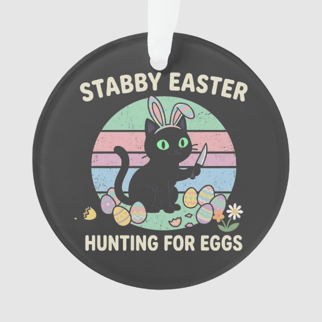 Ornamento Easter Hunting For Eggs Funny Cat (Frente)