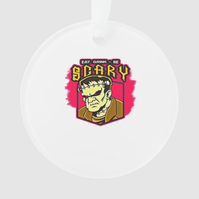Ornamento Eat Drink And Be Scary Frankenstein Halloween Crea (Frente)