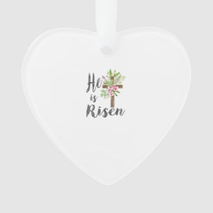 Ornamento Ele Ressuscitou Cruz Floral Vintage Feliz Páscoa C