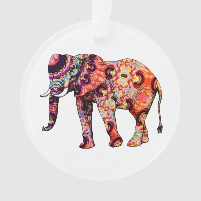 Ornamento Elefante abstrato colorido (Frente)