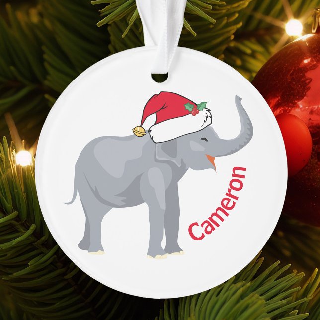 Ornamento Elefante Branco Bonito no Natal - Natal Personaliz (Criador carregado)