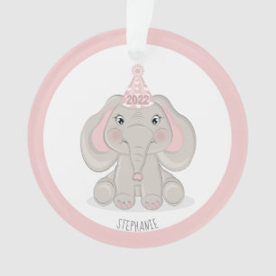 Ornamento Elefante com Chapéu de Festa de Aniversário
