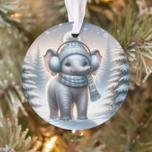 Ornamento Elefante de Dia de Neve Aconchegante