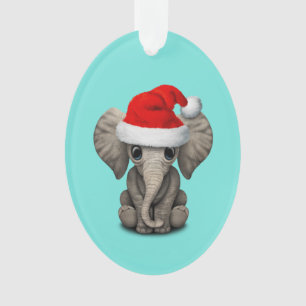 Ornamento Elefante do bebê que veste um chapéu do papai no