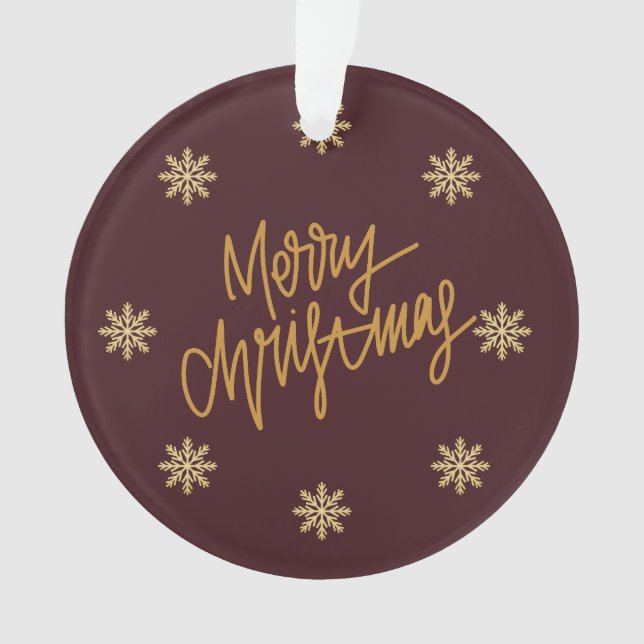 Ornamento Elegant Burgundy & Gold Merry Christmas Ornament (Frente)