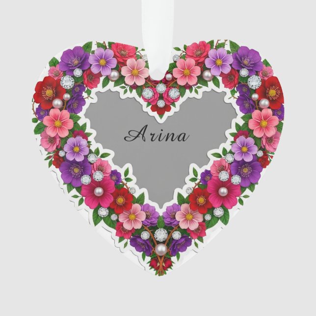Ornamento Elegant Floral Heart Design (Frente)