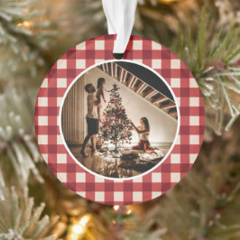 Ornamento Elegant Modern Tartan Plaid Christmas Family Photo