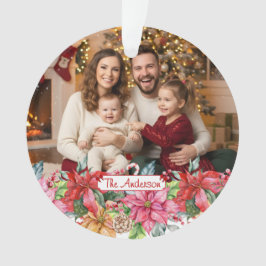 Ornamento Elegant Poinsettia Floral Border Custom Photos