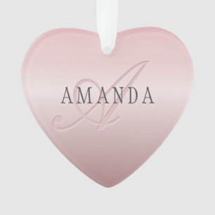 Ornamento Elegante Blush Faux Rosa Dourado Nome e Monogram