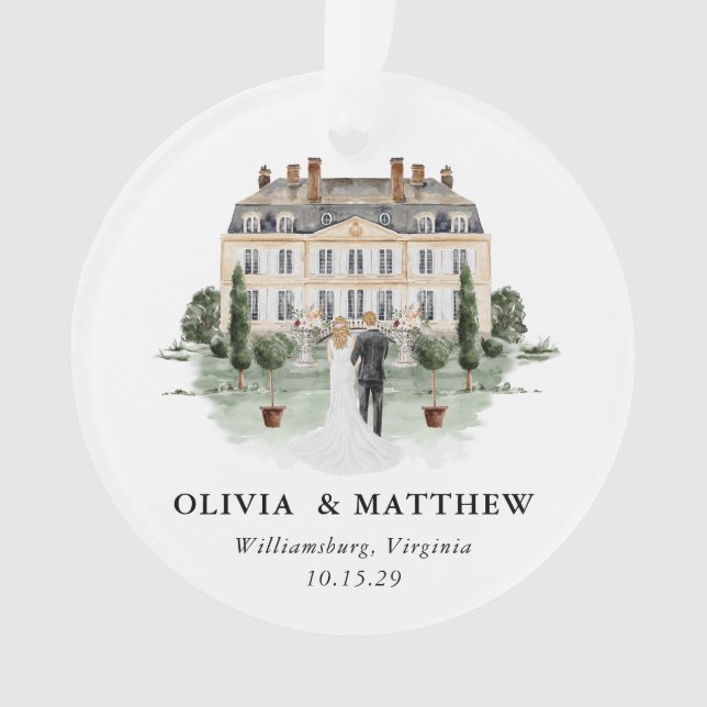 Ornamento Elegante Country Manor Wedding Foto Keepsasasak (Frente)