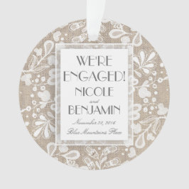 Ornamento Elegante de noivado e burlap