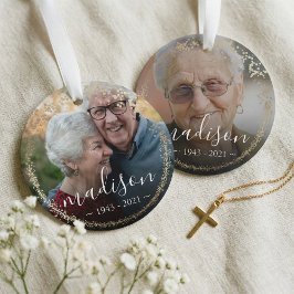 Ornamento Elegante Foto Memorial de Frame Glitter Dourado