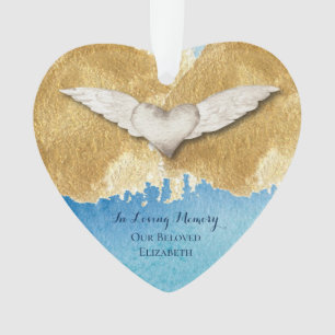 Ornamento Elegante Heart Angel Wings Adorando Memória Keeps