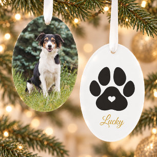 Ornamento Elegante impressão de pata em ouro Natal Foto do C