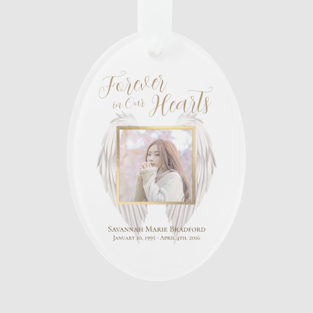 Ornamento Elegante Memorial Forever em Nossa Foto (Frente)