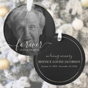 Ornamento Elegante Memorial Personalizado de Foto para Lembr