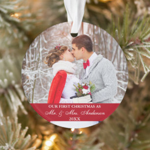 Ornamento Elegante Roteiro Nosso Primeiro Vermelho De Natal