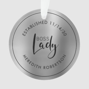 Ornamento Elegante Silver Metallic Boss Lady Data Estabeleci