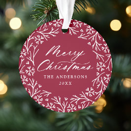 Ornamento Elegante Snowflake Wreath Cranberry Foto de Natal