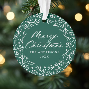 Ornamento Elegante Snowflake Wreath Green Photo Christmas