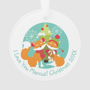 Ornamento em acrílico do Red Fox Christmas Persona