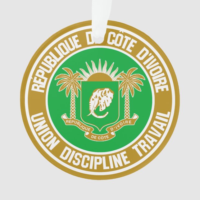 Ornamento Emblema Redondo da Costa do Marfim (Frente)