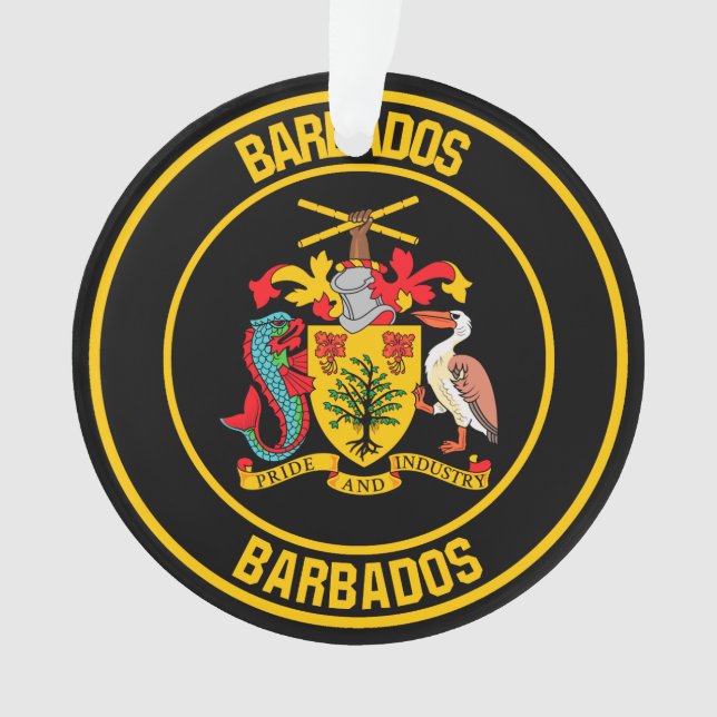 Ornamento Emblema Redondo de Barbados (Frente)