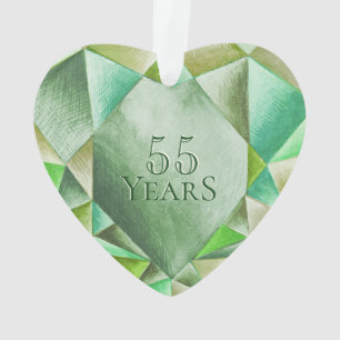 Ornamento Emerald Watercolor Heart 55º Aniversário de Casame