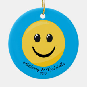 Ornamento Emoji Personalizado de Rosto Feliz