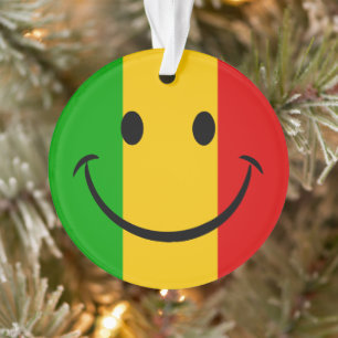 Ornamento Emoji Sorridente Bandeira Rasta Listras Reggae
