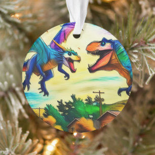 Ornamento Encontro Amigável - Dragão e Dinossauro