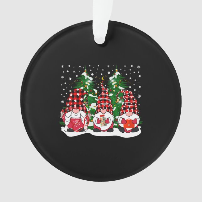 Ornamento Enfermeira Gnomos Papais noeis Natal Gnomos Enferm (Frente)