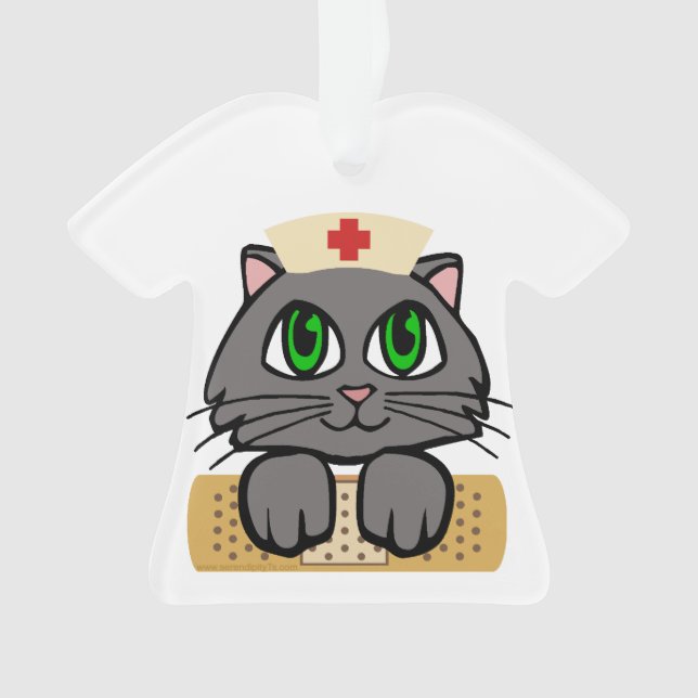 Ornamento Enfermeira Kitten (Olhos Verdes) (Frente)