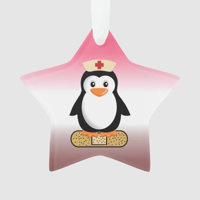 Ornamento Enfermeira Penguin (com Bandaid) (Frente)