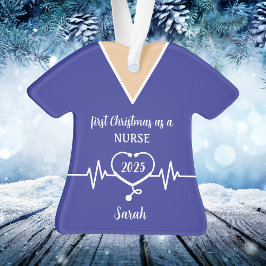 Ornamento Enfermeira Personalizada Blue Scrubs Natal
