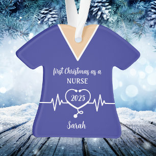 Ornamento Enfermeira Personalizada Blue Scrubs Natal