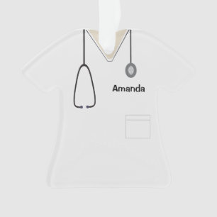 Ornamento Enfermeira Uniforme Camisa de Natal Branca Orn