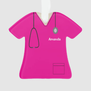 Ornamento Enfermeira Uniforme Camisa Rosa Quente Orn