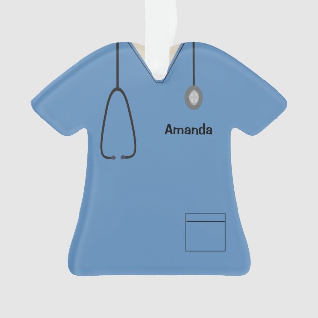 Ornamento Enfermeira Uniforme Enfermeira Azul Camisa de Nata (Frente)