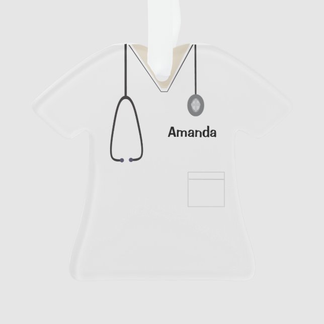 Ornamento Enfermeira Uniforme Enfermeira Branca Camisa de Na (Frente)