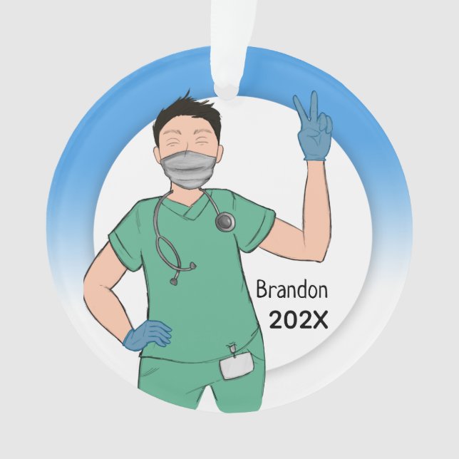 Ornamento Enfermeiros Masculinos Personalizados Enfermeiros  (Frente)