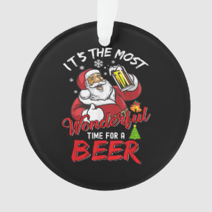 Ornamento Engraçado Natal Santa Claus Bebendo Beer Wonderfu
