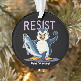 Ornamento Engraçado Resiste Pinguim Protesto Contra Tarifas