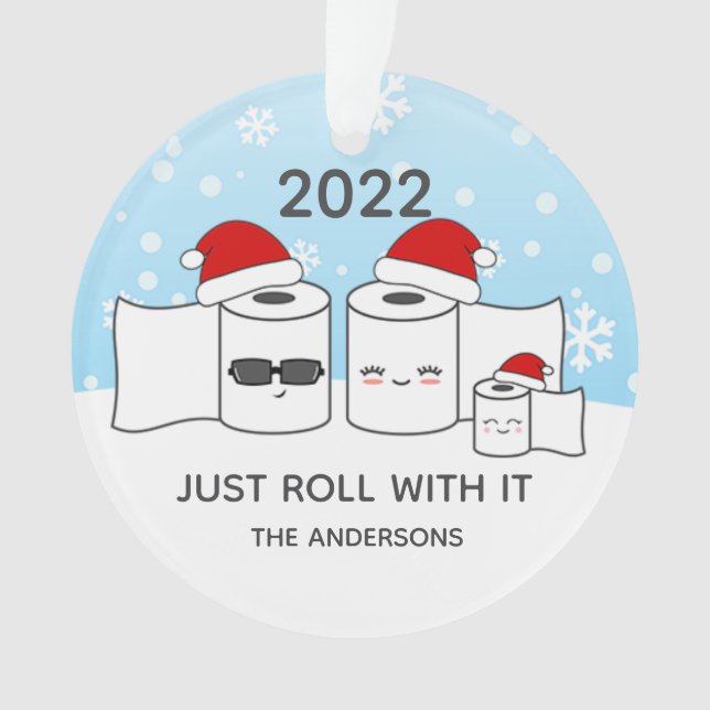 Ornamento Engraçado simplesmente rolar com a família de pape (Frente)
