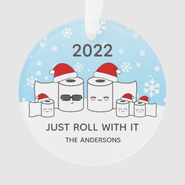 Ornamento Engraçado simplesmente rolar com a sua família de  (Frente)