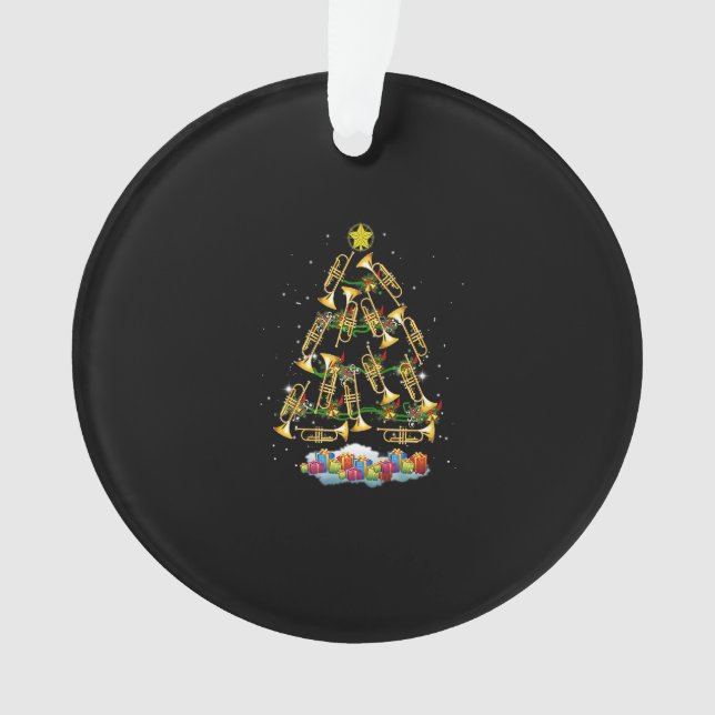 Ornamento Engraçado Trompete de Natal Ornações de Música Ban (Frente)