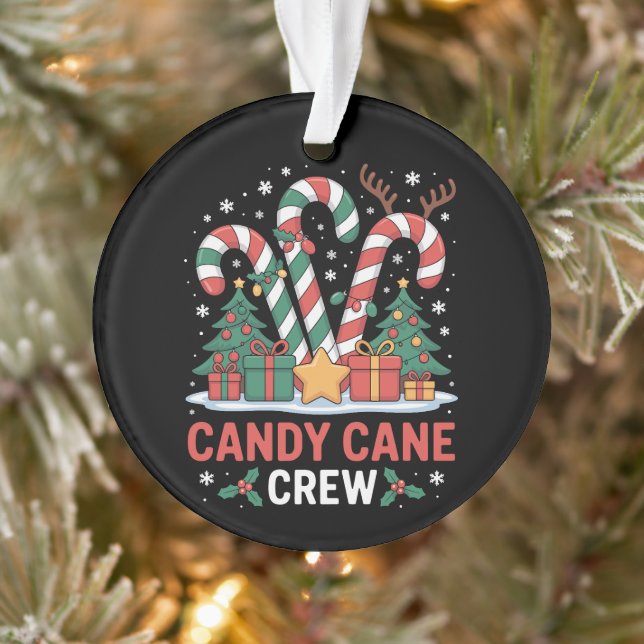 Ornamento Equipe Candy Cane Árvore de Natal Rena Xmas (Árvore)