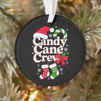 Ornamento Equipe Candy Cane Natal Chapéu do Papai Noel Floco
