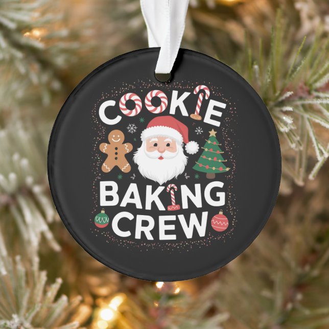 Ornamento Equipe de Preparação de Biscoitos de Natal Família (Árvore)