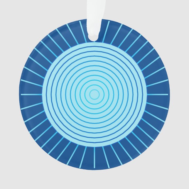 Ornamento Erupção Solar Geométrica Moderna - Azul Cobalto e  (Frente)